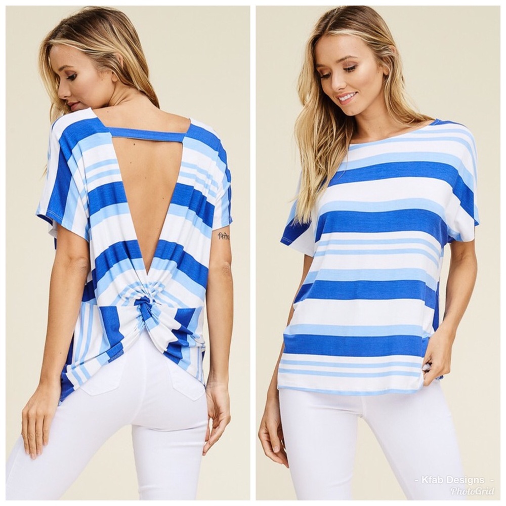 LAST 2! 🛍Dolman Striped Twist Back Top! - Picture 4 of 7